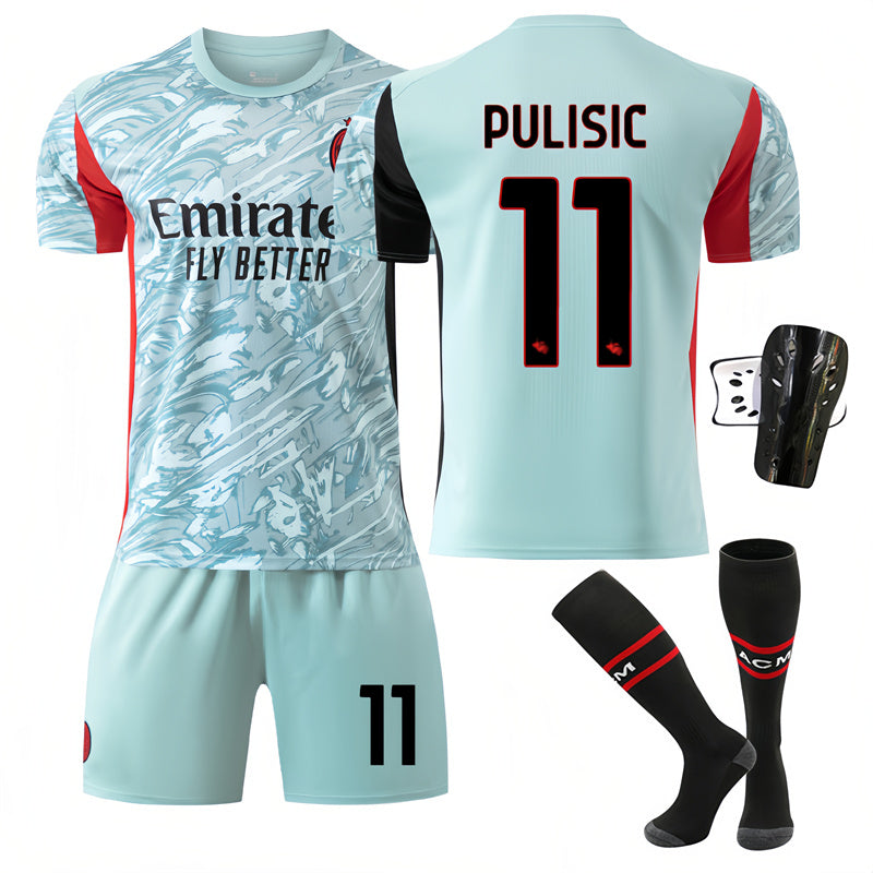 Beakey AC Milan Goalkeeper Jersey PULISIC #11 Soccer Jersey Kids Adult 4Pcs Jersey Kits