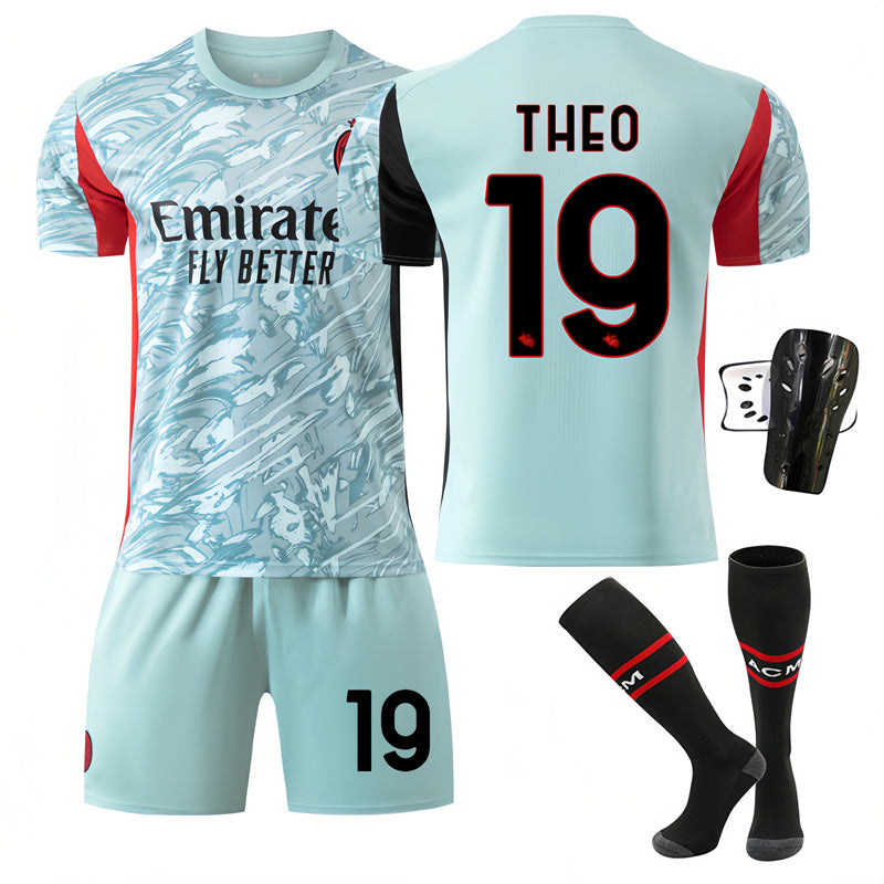Beakey AC Milan Goalkeeper Jersey THEO #19 Soccer Jersey Kids Adult 4Pcs Jersey Kits