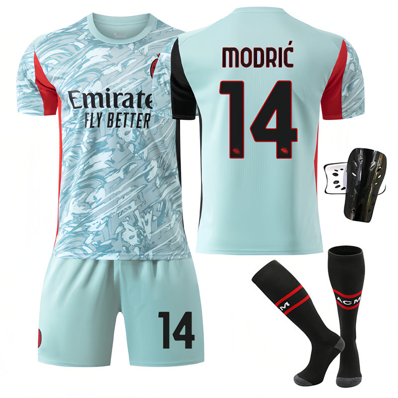 Beakey AC Milan Goalkeeper Jersey MODRIC #14 Soccer Jersey Kids Adult 4Pcs Jersey Kits