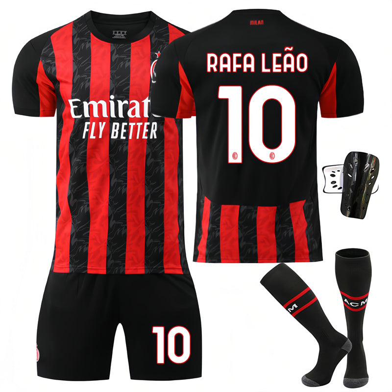 Beakey AC Milan Home Jersey RAFA LEAO #10 Soccer Jersey Kids Adult 4Pcs Jersey Kits