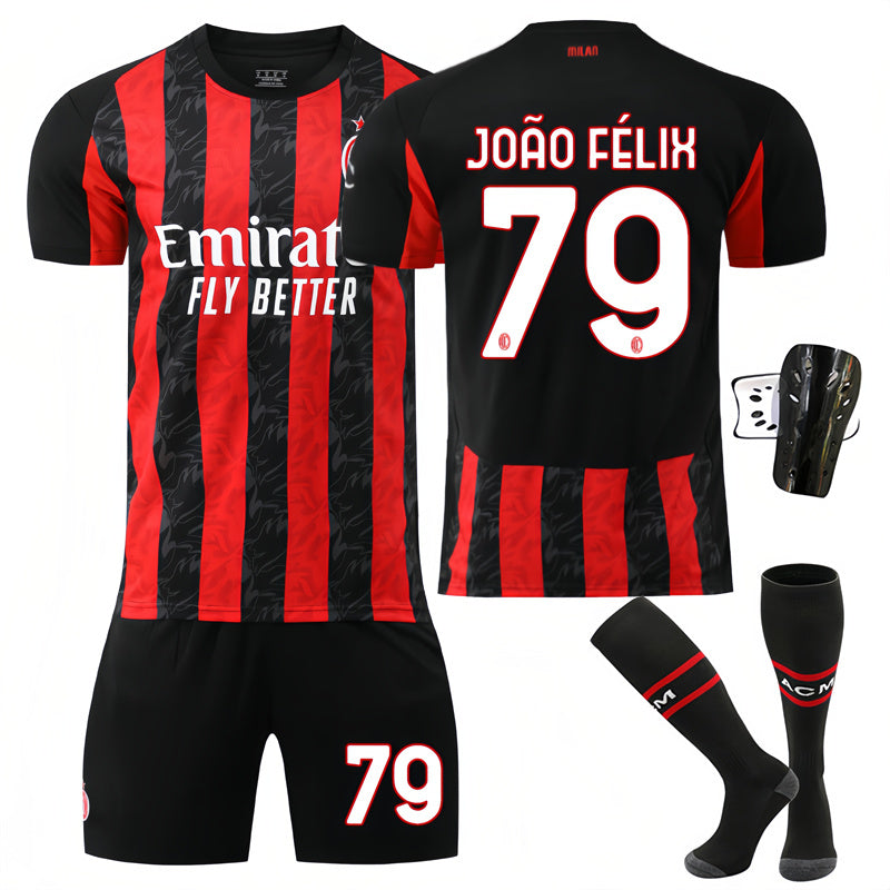 Beakey AC Milan Home Jersey JOAO FELIX #79 Soccer Jersey Kids Adult 4Pcs Jersey Kits