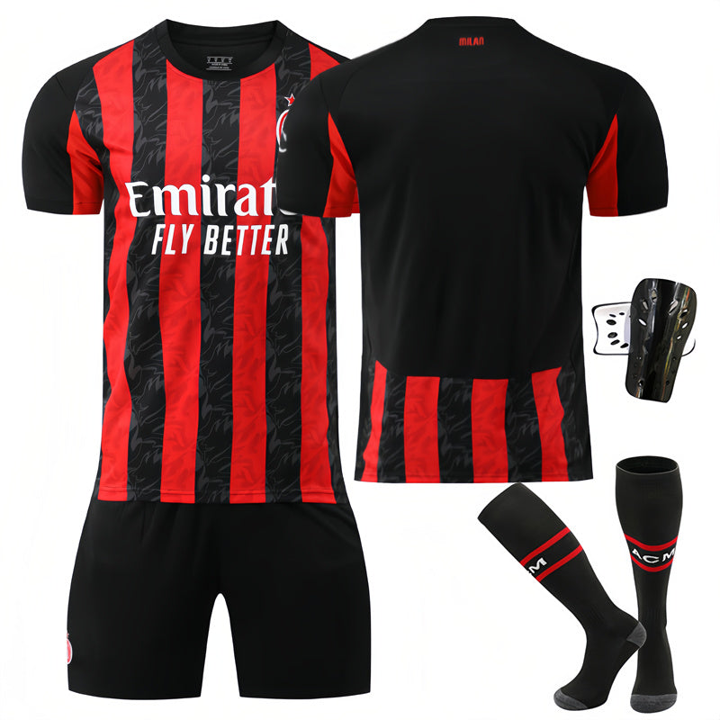 Beakey AC Milan Home Jersey Soccer Jersey Kids Adult 4Pcs Jersey Kits