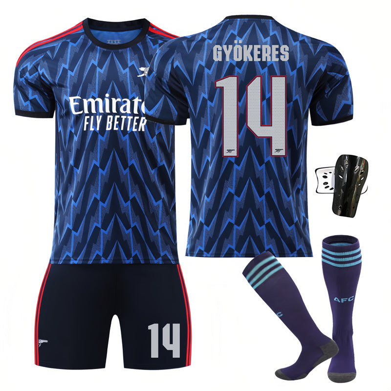 Beakey Arsenal UEFA Champions League Away Jersey GYOKERES #14 Soccer Jersey Kids Adult 4Pcs Jersey Kits