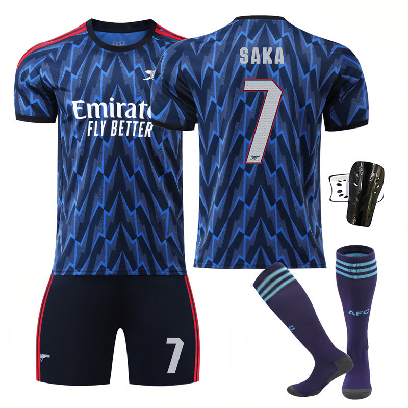 Beakey Arsenal UEFA Champions League Away Jersey SAKA #7 Soccer Jersey Kids Adult 4Pcs Jersey Kits