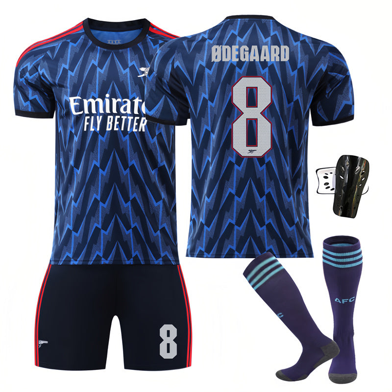Beakey Arsenal UEFA Champions League Away Jersey ?DEGAARD #8 Soccer Jersey Kids Adult 4Pcs Jersey Kits