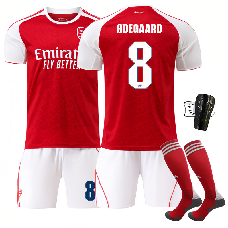 Beakey Arsenal UEFA Champions League Home Jersey ØDEGAARD #8 Soccer Jersey Kids Adult 4Pcs Jersey Kits