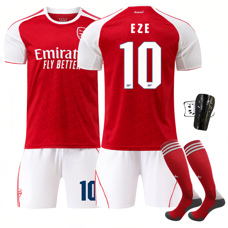 Beakey Arsenal UEFA Champions League Home Jersey EZE #10 Soccer Jersey Kids Adult 4Pcs Jersey Kits