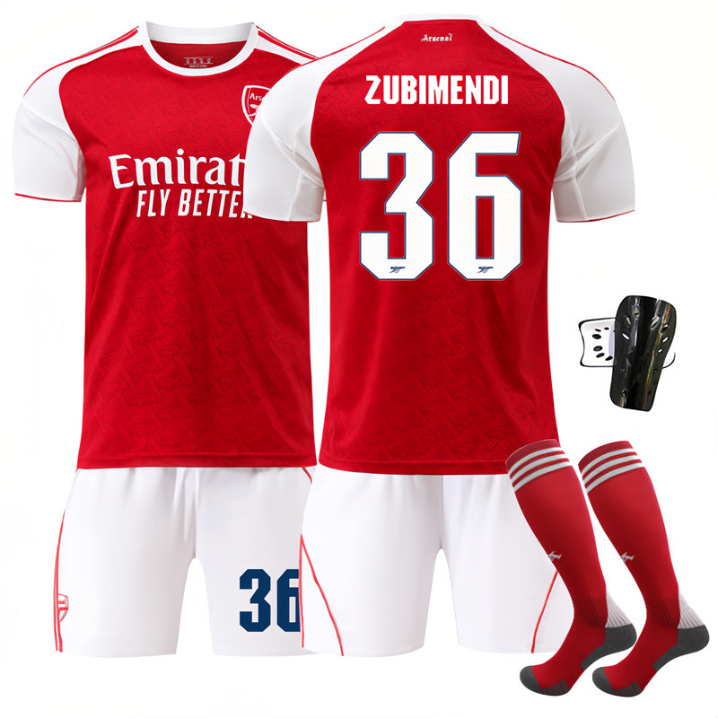 Beakey Arsenal UEFA Champions League Home Jersey ZUBIMENDI #36 Soccer Jersey Kids Adult 4Pcs Jersey Kits