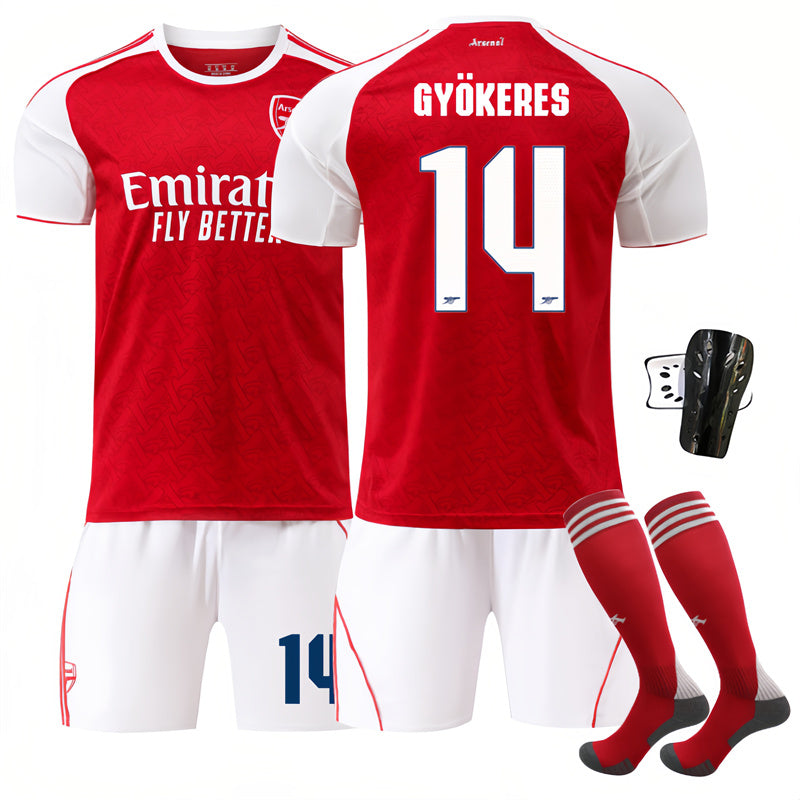 Beakey Arsenal UEFA Champions League Home Jersey GYOKERES #14 Soccer Jersey Kids Adult 4Pcs Jersey Kits