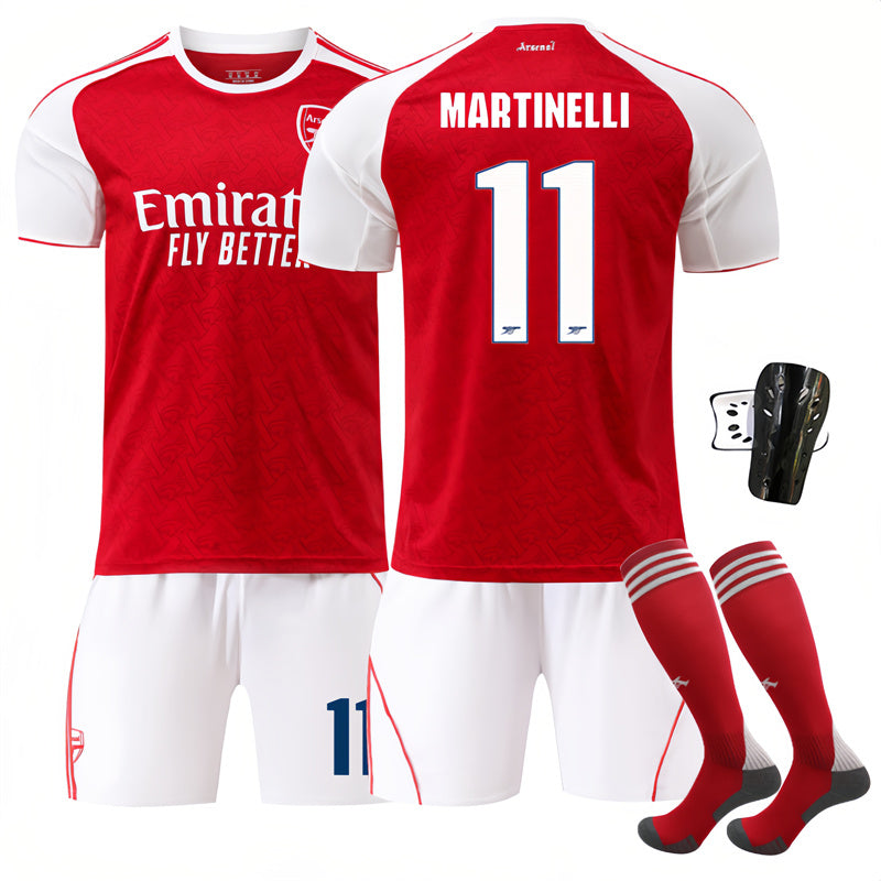 Beakey Arsenal UEFA Champions League Home Jersey MARTINELLI #10 Soccer Jersey Kids Adult 4Pcs Jersey Kits
