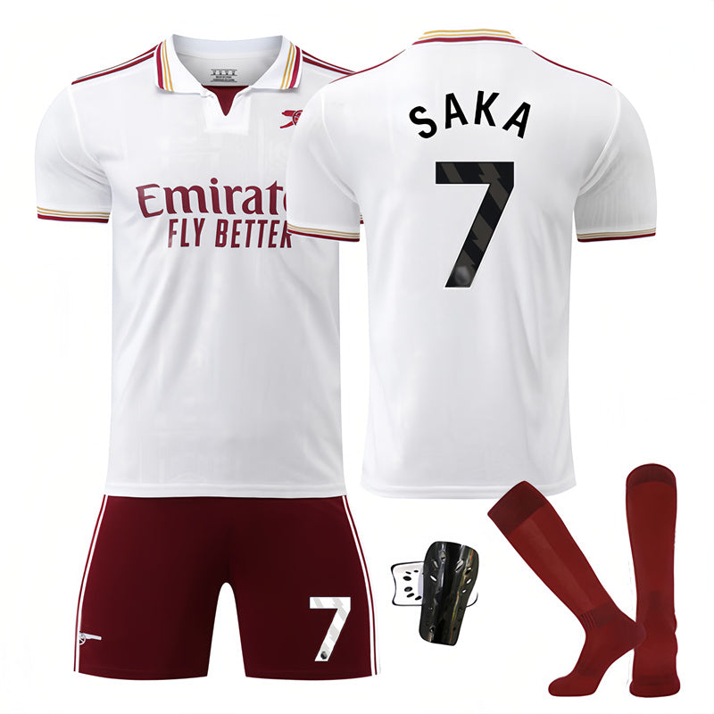 Beakey Arsenal Second Away Jersey SAKA #7 Soccer Jersey Kids Adult 4Pcs Jersey Kits