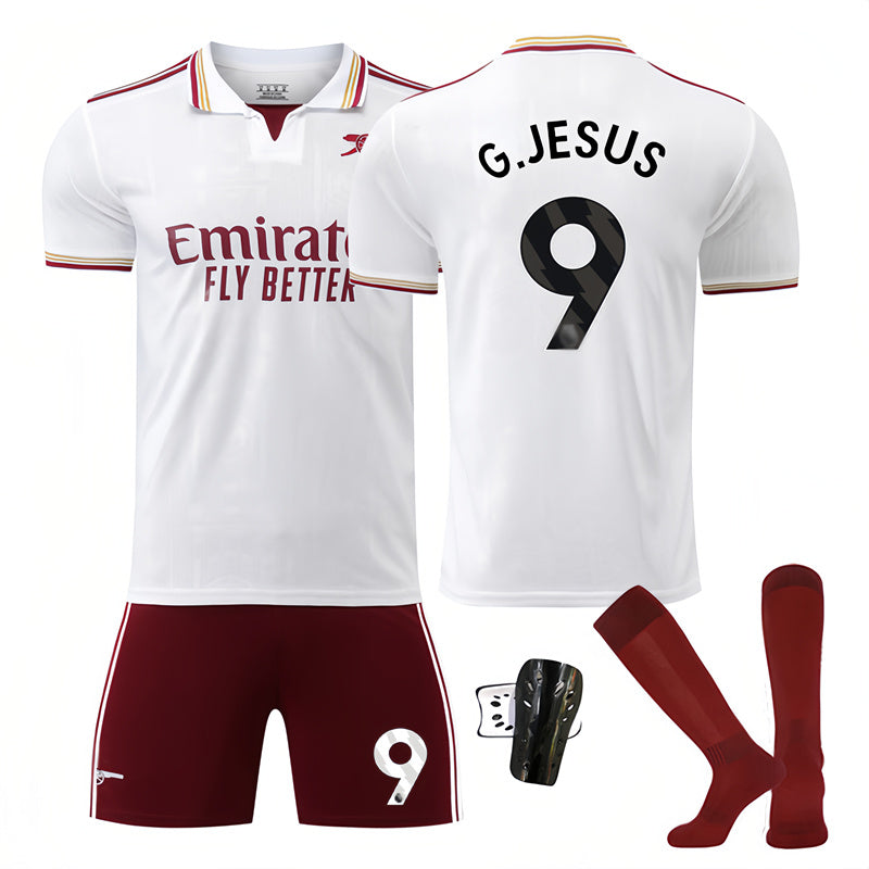 Beakey Arsenal Second Away Jersey G JESUS #9 Soccer Jersey Kids Adult 4Pcs Jersey Kits