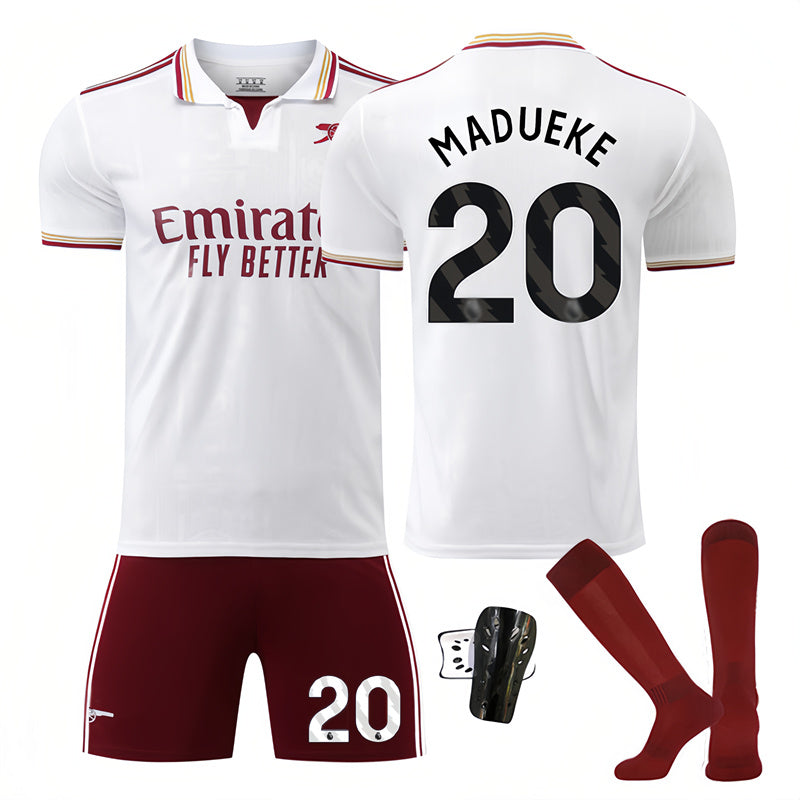 Beakey Arsenal Second Away Jersey MADUEKE #20 Soccer Jersey Kids Adult 4Pcs Jersey Kits