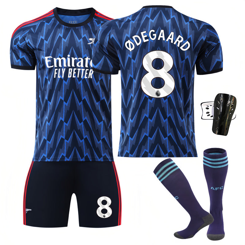 Beakey Arsenal Away Jersey ?DEGAARD #8 Soccer Jersey Kids Adult 4Pcs Jersey Kits