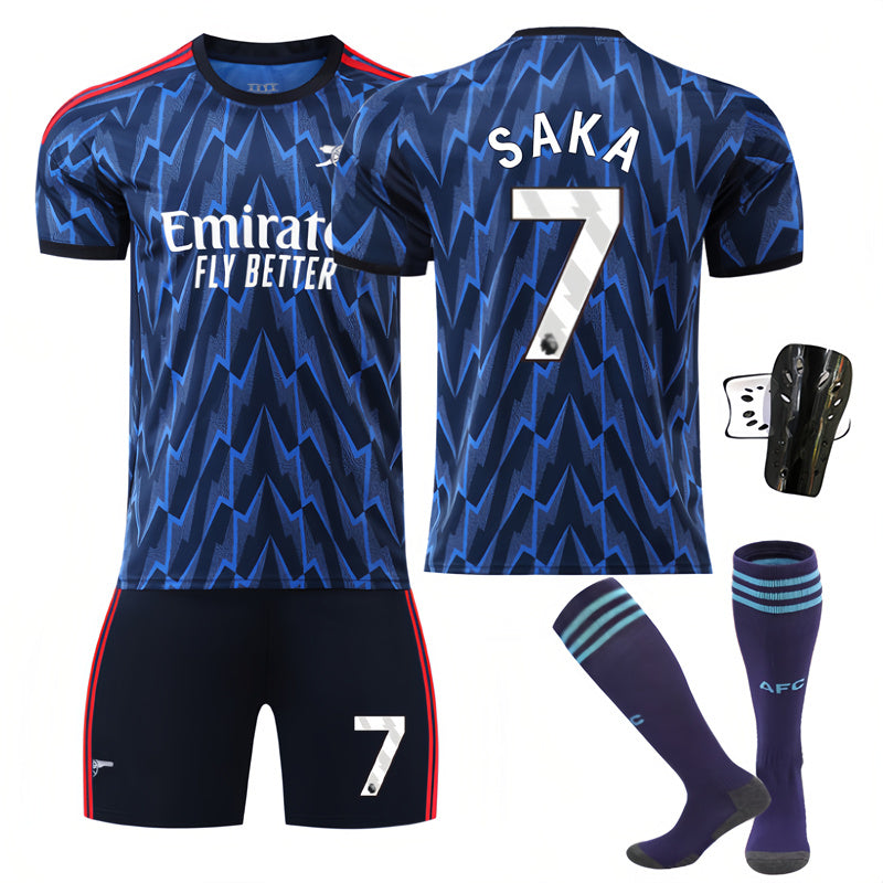 Beakey Arsenal Away Jersey SAKA #7 Soccer Jersey Kids Adult 4Pcs Jersey Kits