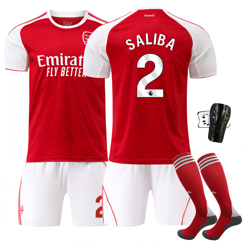 Beakey Arsenal Home Jersey SALIBA #2 Soccer Jersey Kids Adult 4Pcs Jersey Kits