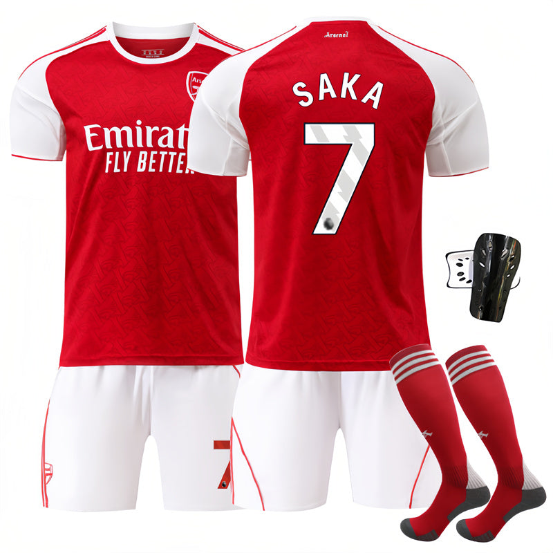 Beakey Arsenal Home Jersey SAKA #7 Soccer Jersey Kids Adult 4Pcs Jersey Kits