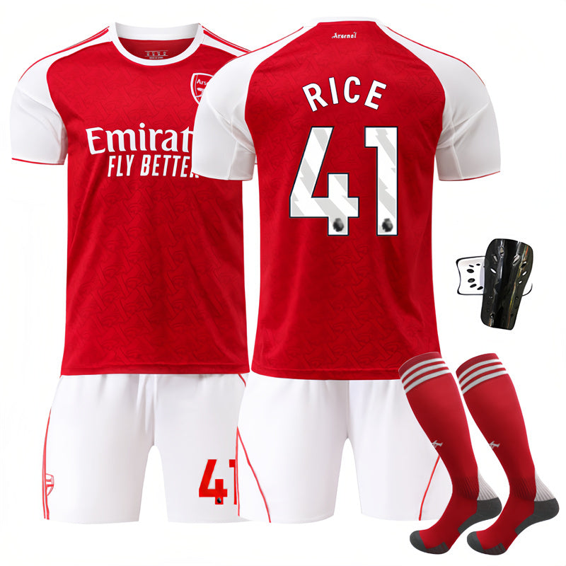 Beakey Arsenal Home Jersey RICE #41 Soccer Jersey Kids Adult 4Pcs Jersey Kits