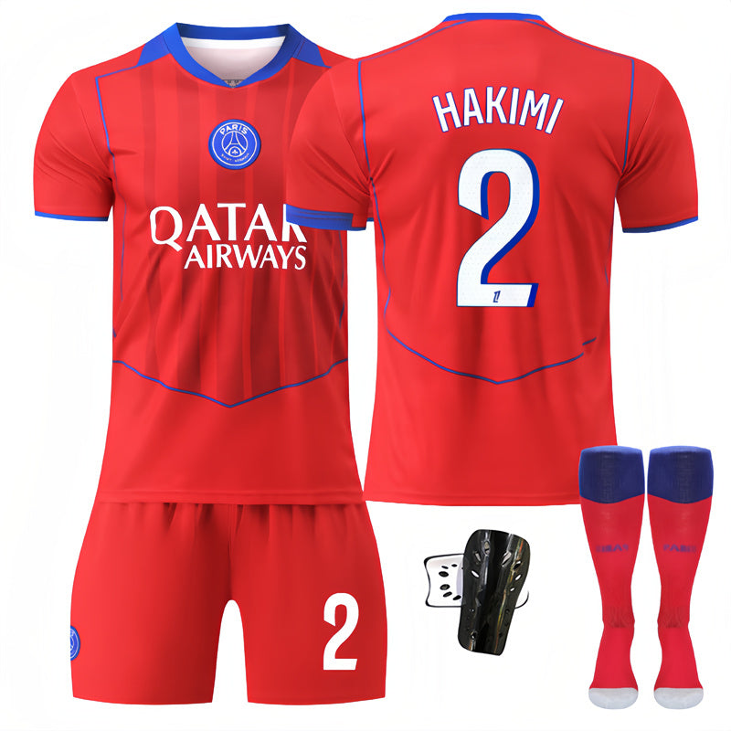 Beakey Paris Second Away Jersey HAKIMI #2 Soccer Jersey Kids Adult 4Pcs Jersey Kits