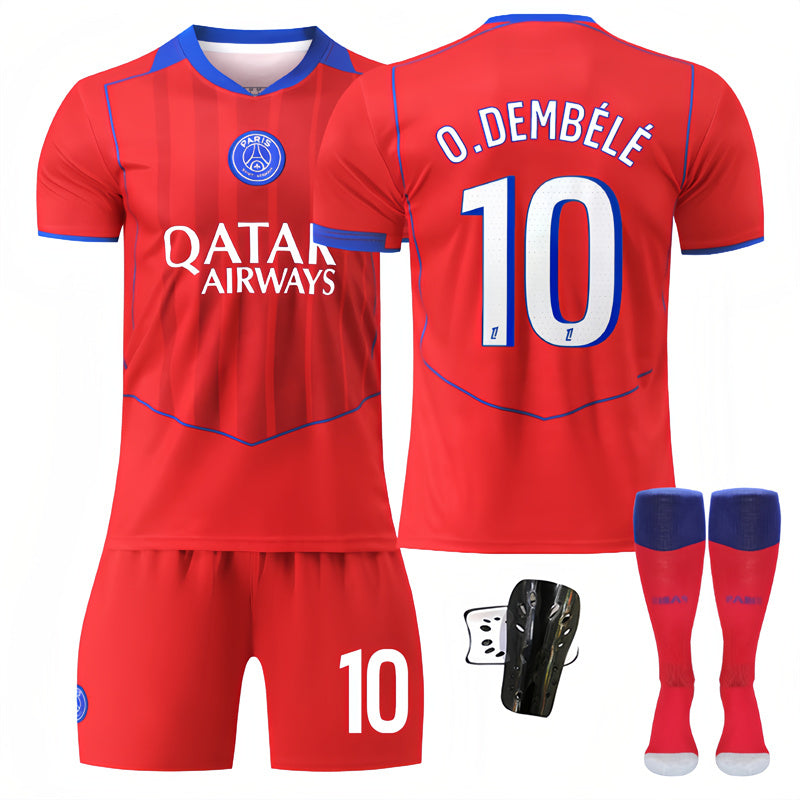 Beakey Paris Second Away Jersey O DEMBELE #10 Soccer Jersey Kids Adult 4Pcs Jersey Kits