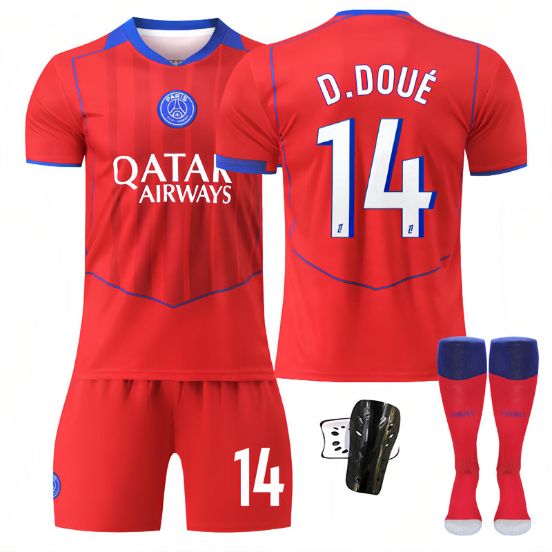 Beakey Paris Second Away Jersey D DOUE #14 Soccer Jersey Kids Adult 4Pcs Jersey Kits