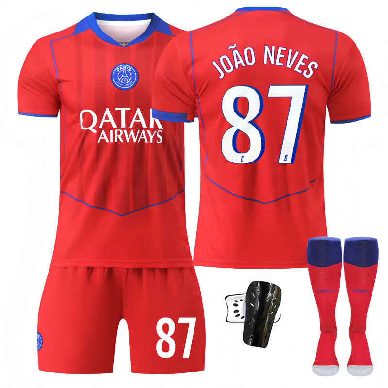 Beakey Paris Second Away Jersey JOAO NEVES #87 Soccer Jersey Kids Adult 4Pcs Jersey Kits