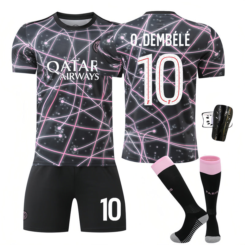 Beakey Paris Pink Black Training Uniform Jersey O DEMBELE #10 Soccer Jersey Kids Adult 4Pcs Jersey Kits