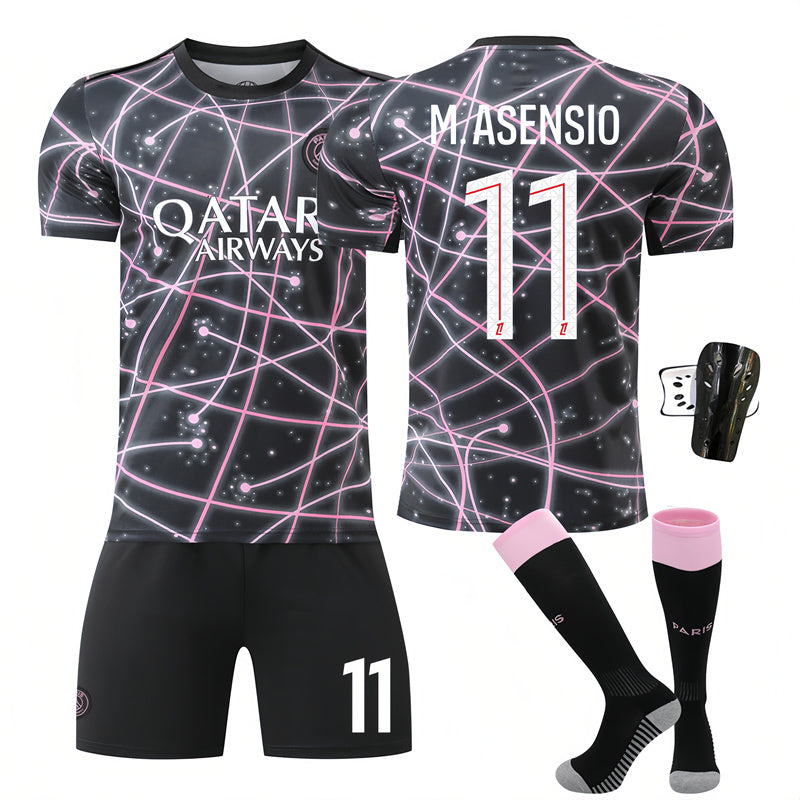 Beakey Paris Pink Black Training Uniform Jersey M ASENSIO #11 Soccer Jersey Kids Adult 4Pcs Jersey Kits