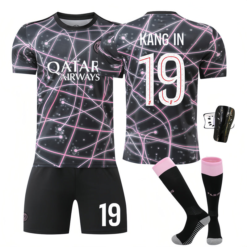 Beakey Paris Pink Black Training Uniform Jersey KANG IN #19 Soccer Jersey Kids Adult 4Pcs Jersey Kits