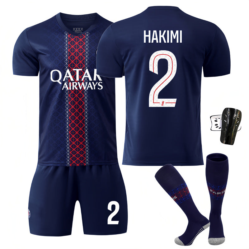 Beakey Paris Home Jersey HAKIMI #2 Soccer Jersey Kids Adult 4Pcs Jersey Kits