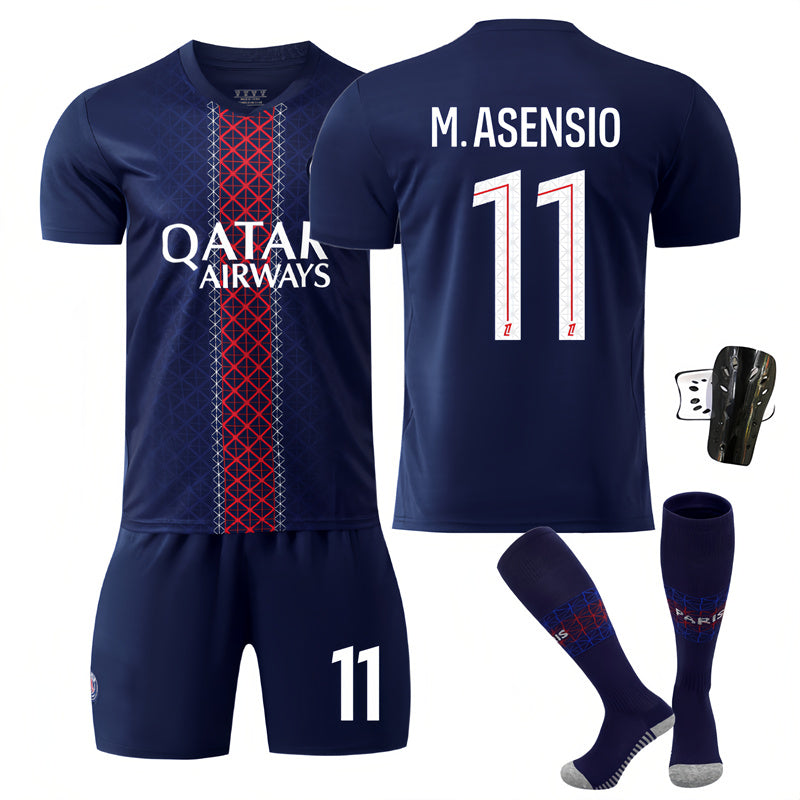 Beakey Paris Home Jersey M ASENSIO #11 Soccer Jersey Kids Adult 4Pcs Jersey Kits