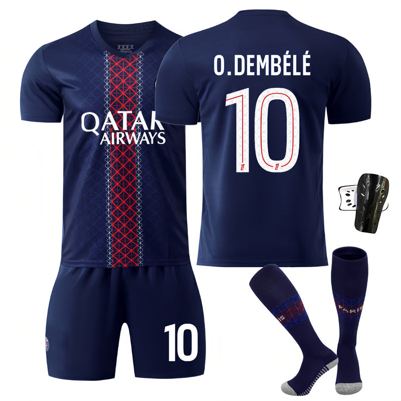 Beakey Paris Home Jersey O DEMBELE #10 Soccer Jersey Kids Adult 4Pcs Jersey Kits