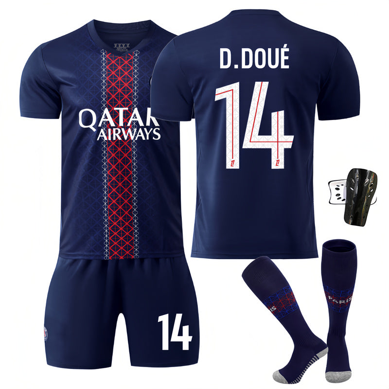 Beakey Paris Home Jersey D DOUE #14 Soccer Jersey Kids Adult 4Pcs Jersey Kits