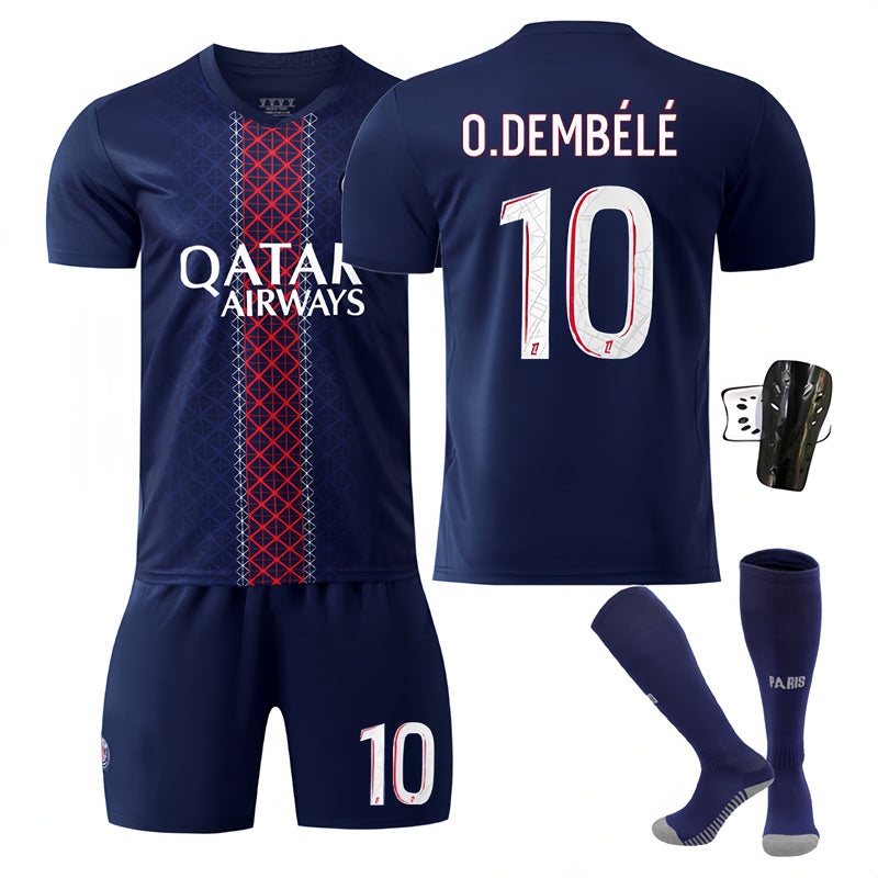 Beakey Paris 25 Old Model Number Home Jersey O DEMBELE #10 Soccer Jersey Kids Adult 4Pcs Jersey Kits