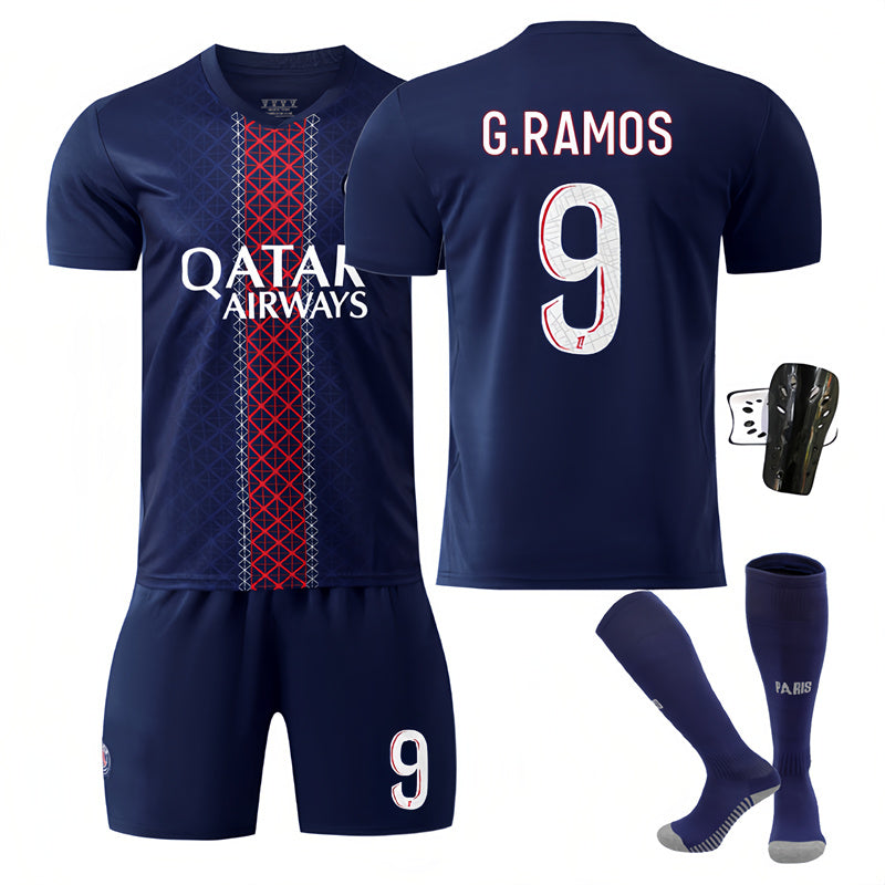 Beakey Paris 25 Old Model Number Home Jersey GRAMOS #9 Soccer Jersey Kids Adult 4Pcs Jersey Kits