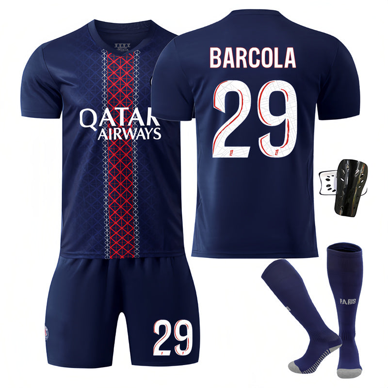 Beakey Paris 25 Old Model Number Home Jersey BARCOLA #29 Soccer Jersey Kids Adult 4Pcs Jersey Kits