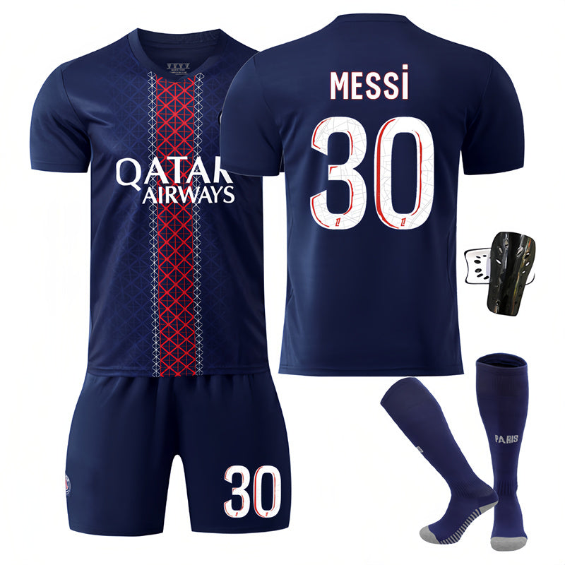 Beakey Paris 25 Old Model Number Home Jersey MESSI #30 Soccer Jersey Kids Adult 4Pcs Jersey Kits