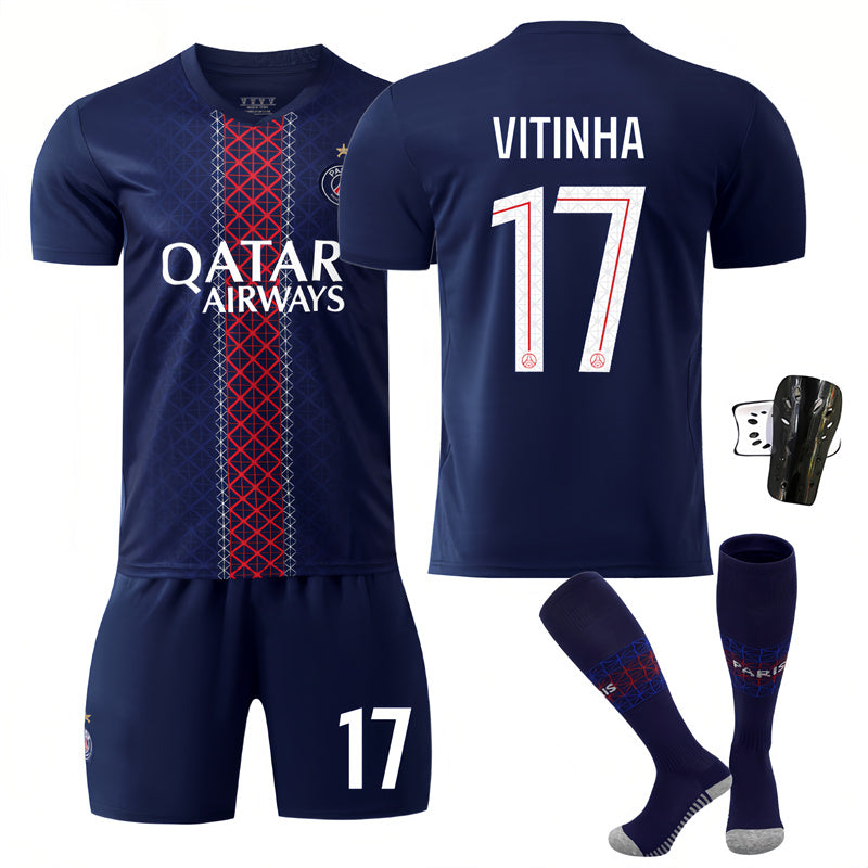 Beakey Paris UEFA Champions League Home Jersey VITINHA #17 Soccer Jersey Kids Adult 4Pcs Jersey Kits