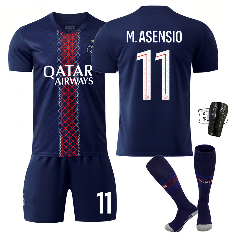Beakey Paris UEFA Champions League Home Jersey M ASENSIO #11 Soccer Jersey Kids Adult 4Pcs Jersey Kits