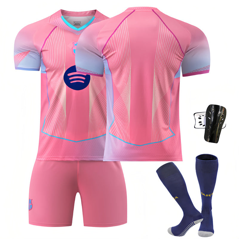 Beakey Barca LaLiga Pink Jersey LAMINE Soccer Jersey Kids Adult 4Pcs Jersey Kits