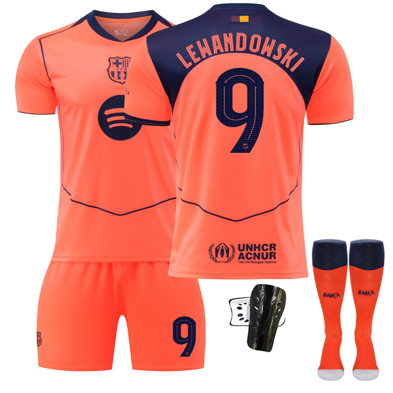 Beakey Barca Second Away UEFA Champions League Jersey LEWANDOWSKI #9 Soccer Jersey Kids Adult 4Pcs Jersey Kits