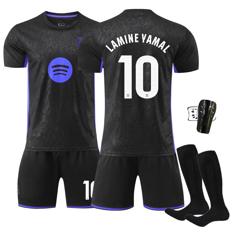 Beakey Barca Black Mamba Jersey LAMINE YAMAL #10 Soccer Jersey Kids Adult 4Pcs Jersey Kits