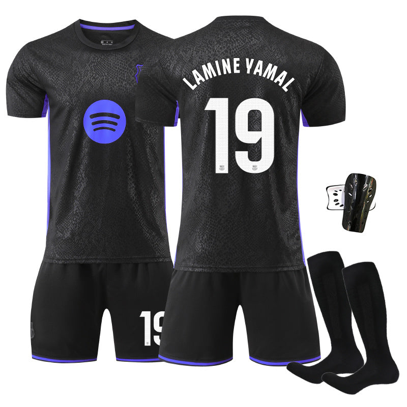 Beakey Barca Black Mamba Jersey LAMINE YAMAL #19 Soccer Jersey Kids Adult 4Pcs Jersey Kits