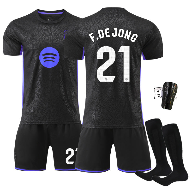 Beakey Barca Black Mamba Jersey F DE JONG #21 Soccer Jersey Kids Adult 4Pcs Jersey Kits