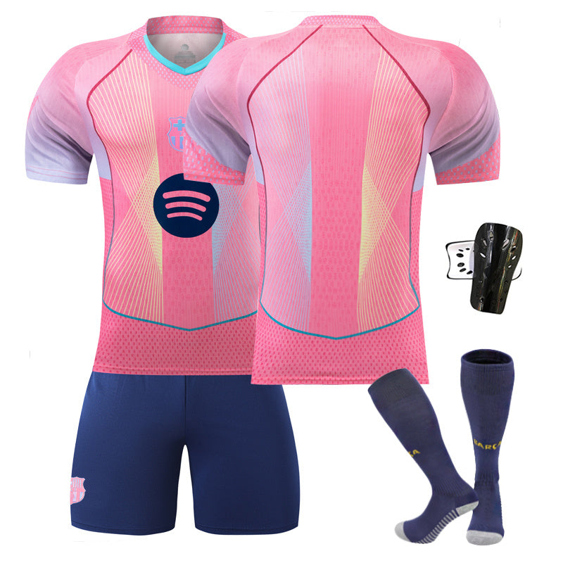Beakey Barca Gradient Pink Jersey Soccer Jersey Kids Adult 4Pcs Jersey Kits