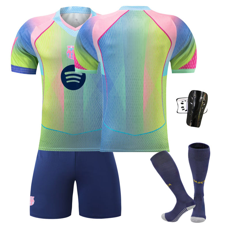 Beakey Barca Gradient Yellow Jersey Soccer Jersey Kids Adult 4Pcs Jersey Kits