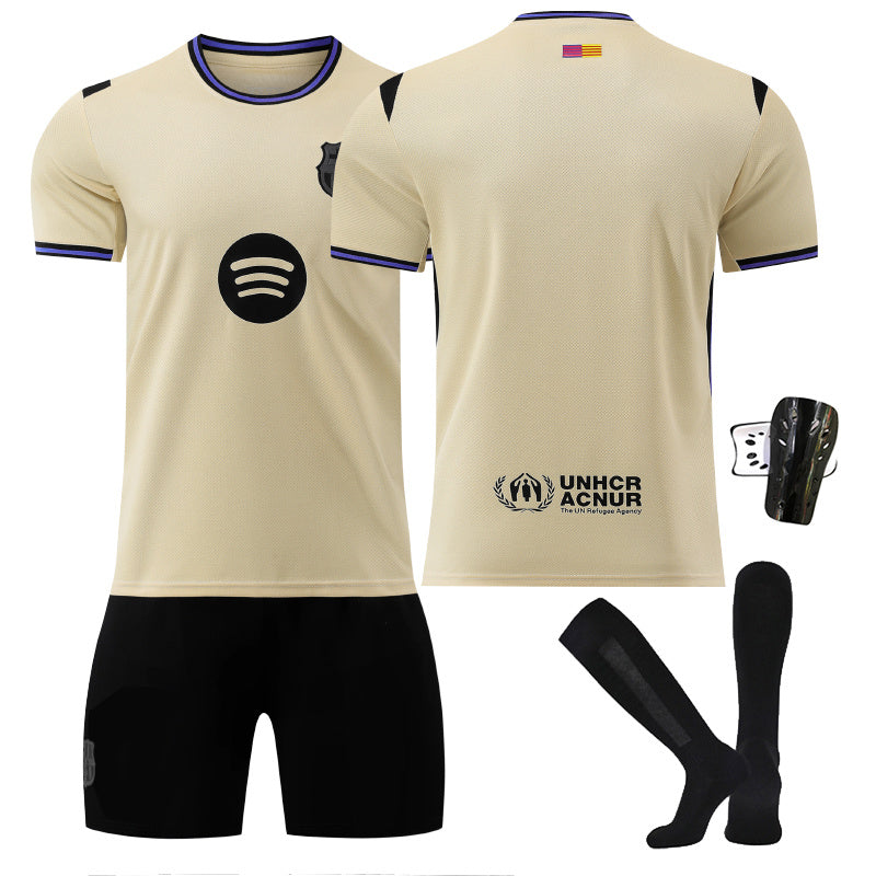 Beakey Barca Away UEFA Champions League Jersey Soccer Jersey Kids Adult 4Pcs Jersey Kits