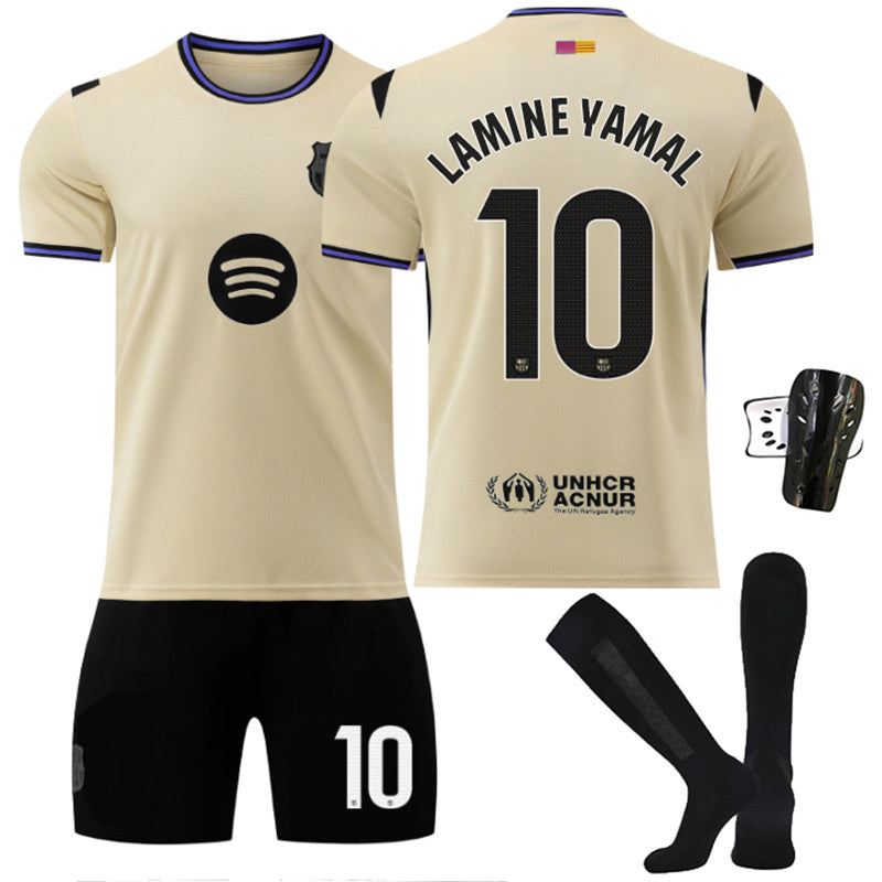 Beakey Barca LaLiga Away Jersey LAMINE YAMAL #10 Soccer Jersey Kids Adult 4Pcs Jersey Kits