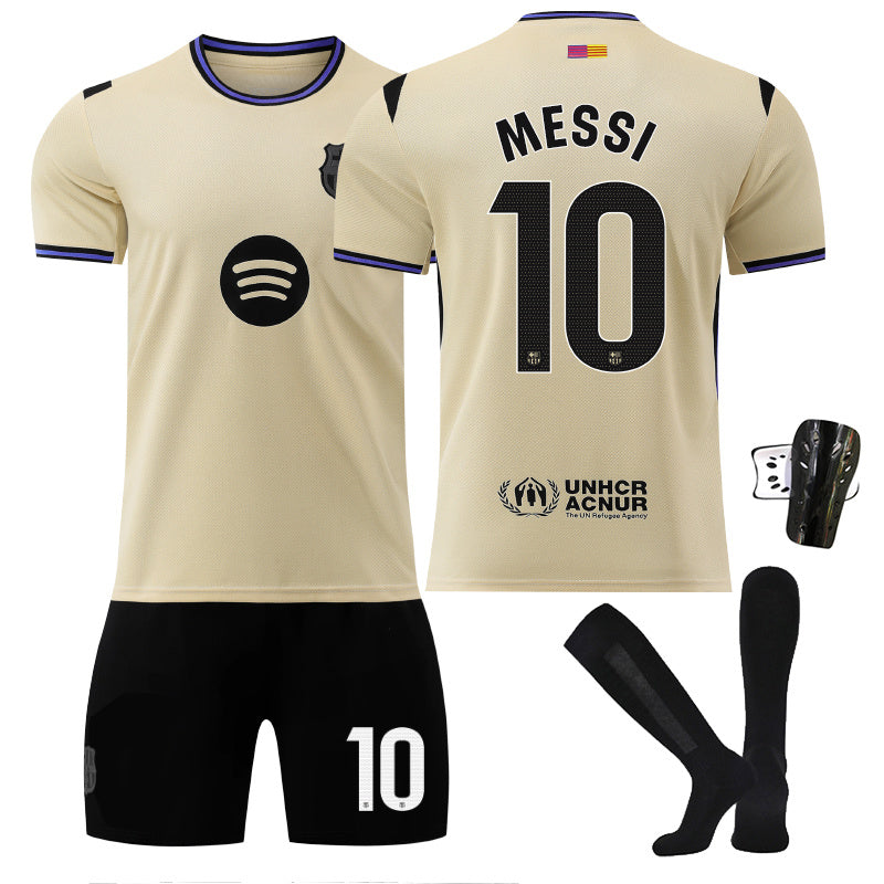 Beakey Barca LaLiga Away Jersey MESSI #10 Soccer Jersey Kids Adult 4Pcs Jersey Kits