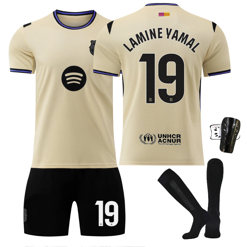 Beakey Barca LaLiga Away Jersey LAMINE YAMAL #19 Soccer Jersey Kids Adult 4Pcs Jersey Kits